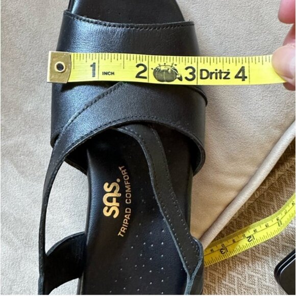 SAS Leather Caress Black Ortho Comfort Sandals Size 9 - Picture 9 of 10